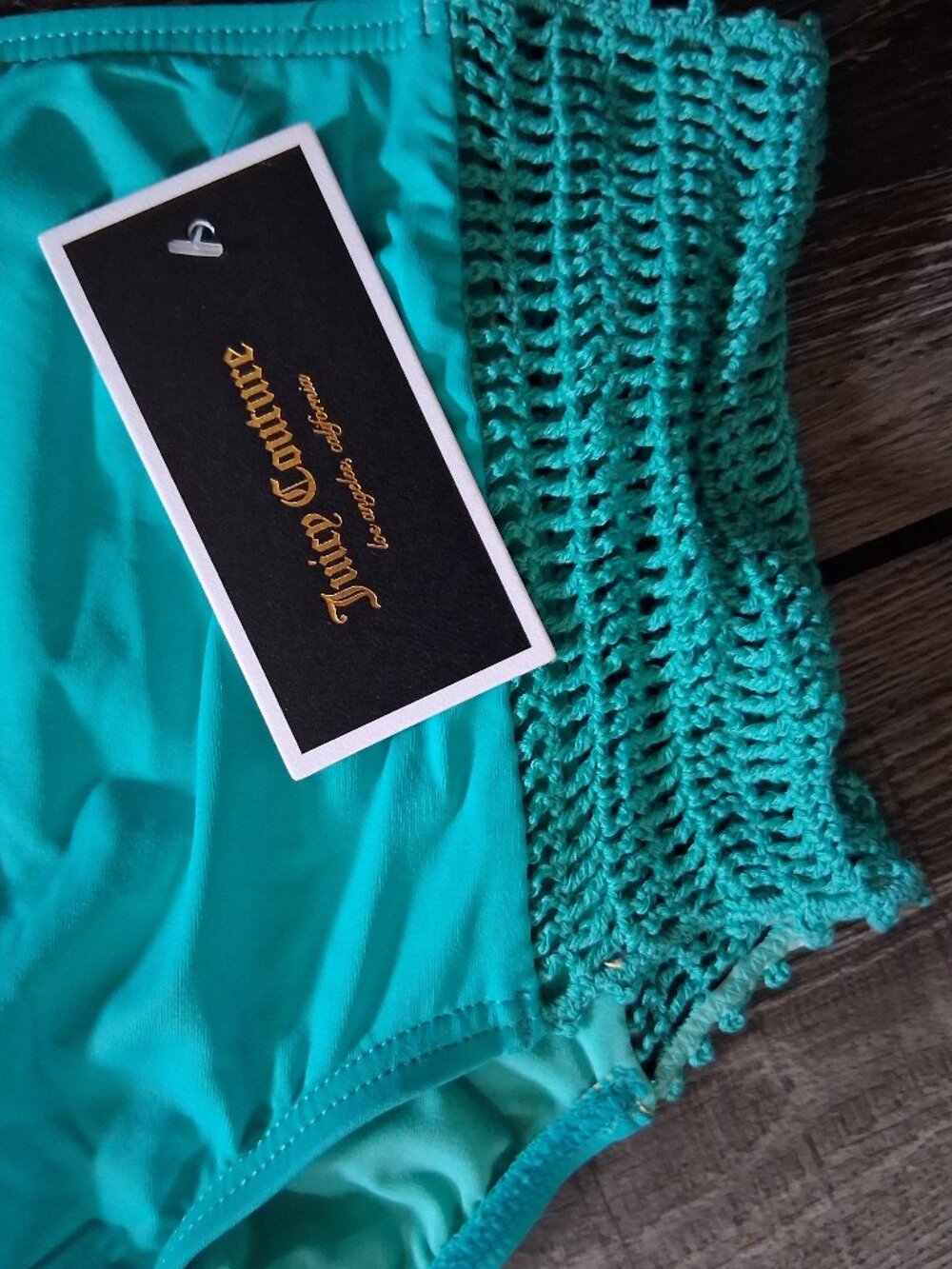Juicy Couture Free People High Waist Crochet Bikini Small Bermuda Blue - Picture 3 of 6